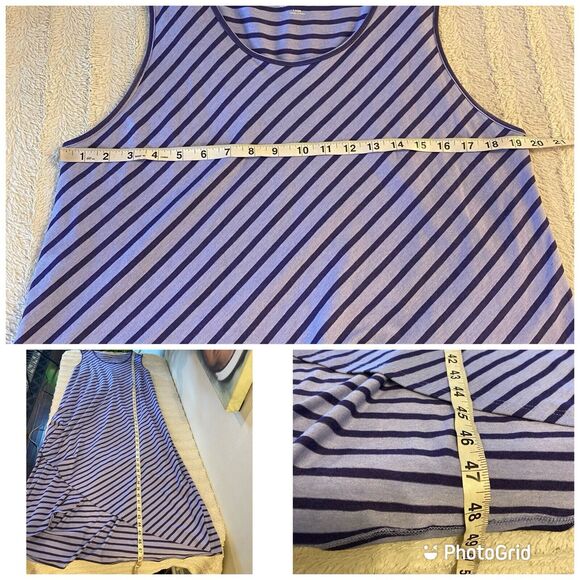 Soft Surroundings Sarina Dress Periwinkle Striped Tulip Hem Pima‎ Cotton Large - Picture 8 of 8